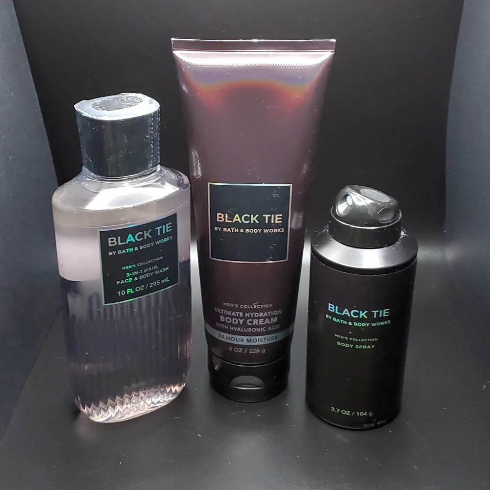 3pc Bath&Body Works Black Tie 3-in-1 Body Wash,Body Lotion & Body Spry